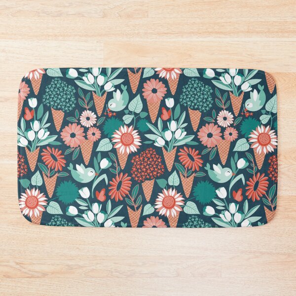 Item preview, Midsummer I scream flower cones // green background green aqua and orange flowers bouquets designed and sold by SelmaCardoso.
