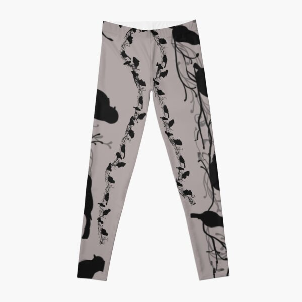 Bird Silhouette black on Grey Leggings