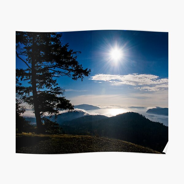 Fog Over Plumper Sound, Mayne Island Poster