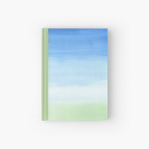 Watercolor Hand Painted Blue Sky Green Grass Texture Hardcover Journal