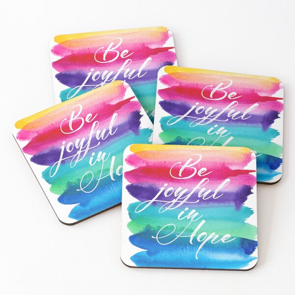 Item preview, Be joyful in hope, rainbow watercolor, scripture, Romans 12v12 designed and sold by SouthPrints.
