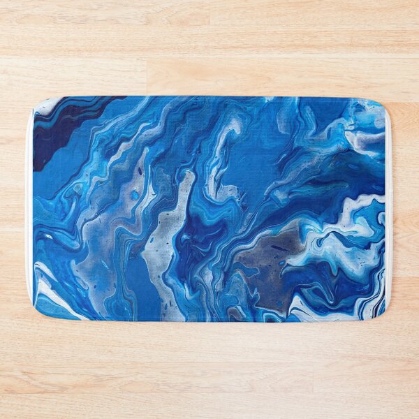 Item preview, Trippy Abstract Blue & White Paint Pour 1 designed and sold by art-by-sophia.