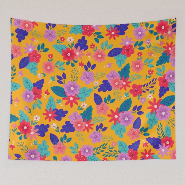 Item preview, Floral Ethnic Print Classic Design - Saffron (Yellow/ Orange, Blue, Crimson, Turquoise, Orchid) designed and sold by AudaciousGB.