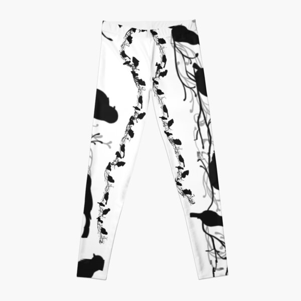 Bird Silhouette Black On White Leggings