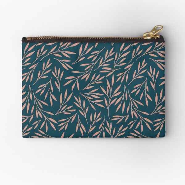 Item preview, Leaves Repeating Pattern Dark Teal and Blush Pink designed and sold by savariamarie.