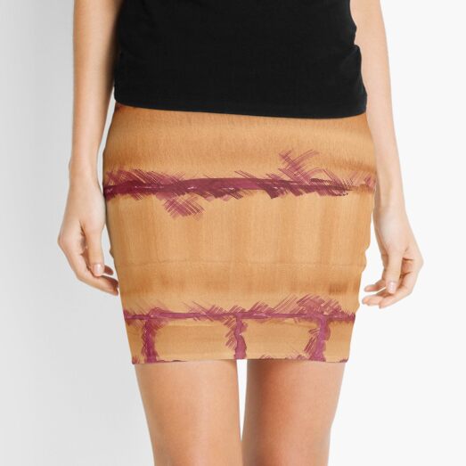 Watercolor Hand Painted Brown Burgundy Brick Wall Texture Mini Skirt