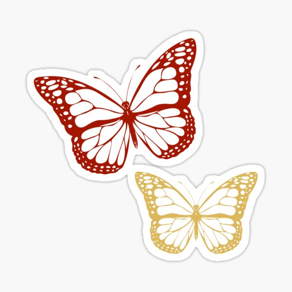 red/gold butterfly Sticker