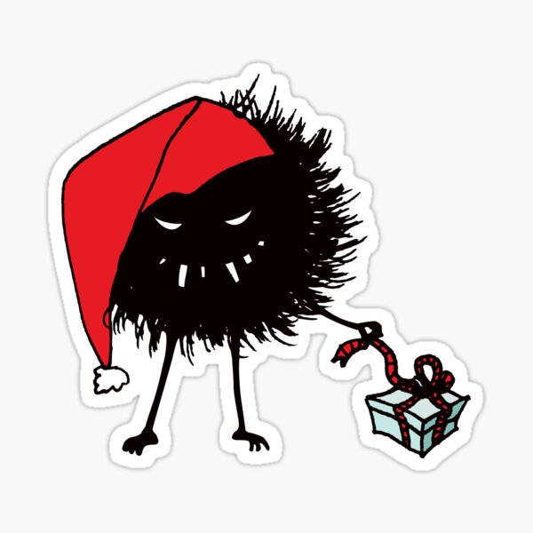 Cute Goth Christmas Bug With Present Sticker