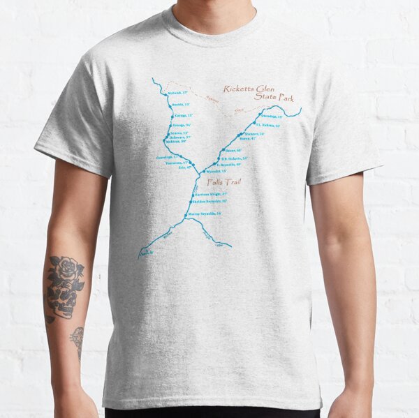 Ricketts Glen falls map Classic T-Shirt