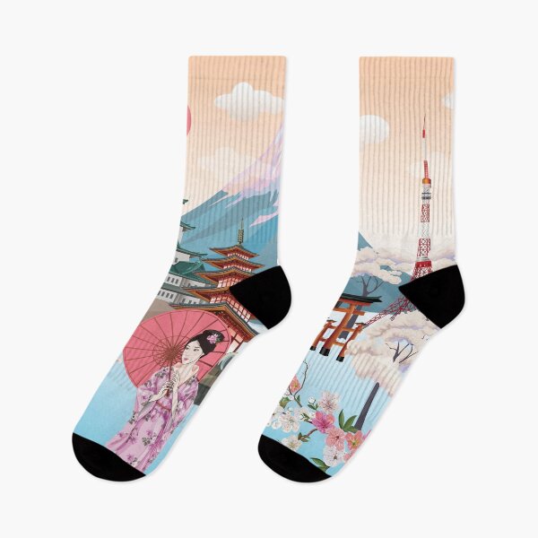 Item preview, A beautiful woman wearing a kimono stands with an umbrella  on Japan's scenery background designed and sold by WeeraS.