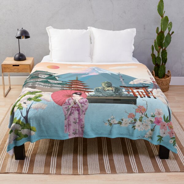 Item preview, A beautiful woman wearing a kimono stands with an umbrella on Japan's scenery background designed and sold by WeeraS.