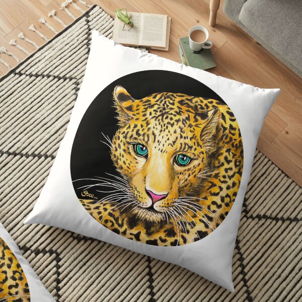 Young Leopard - Shee Endangered Retro Animals Floor Pillow
