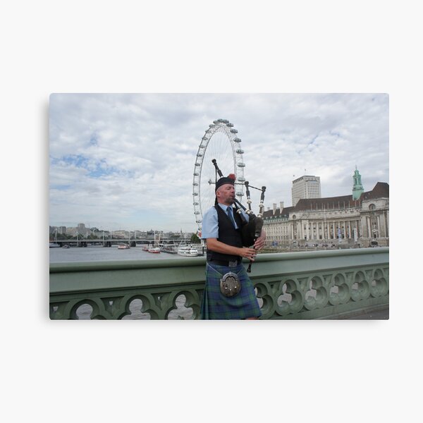 Bagpiper at London Eye Metal Print
