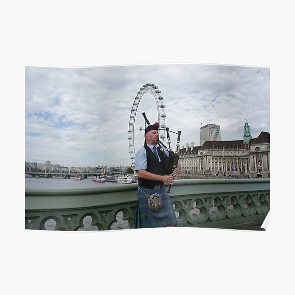 Bagpiper at London Eye Poster