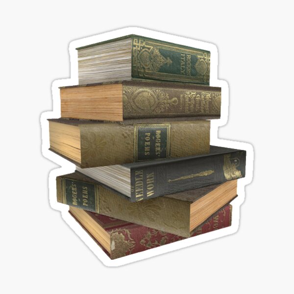 vintage book stack Sticker for Sale by Kaylatpwk