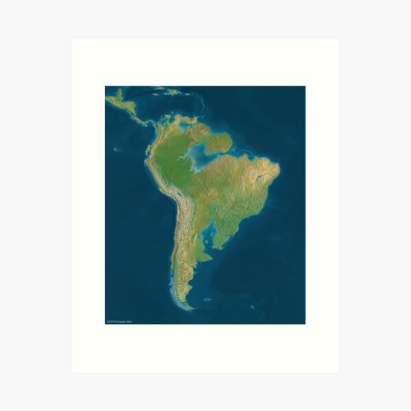 South America 80m Sea Level Rise Art Print