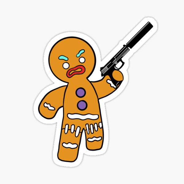 Gingerbread Man Attack Sticker