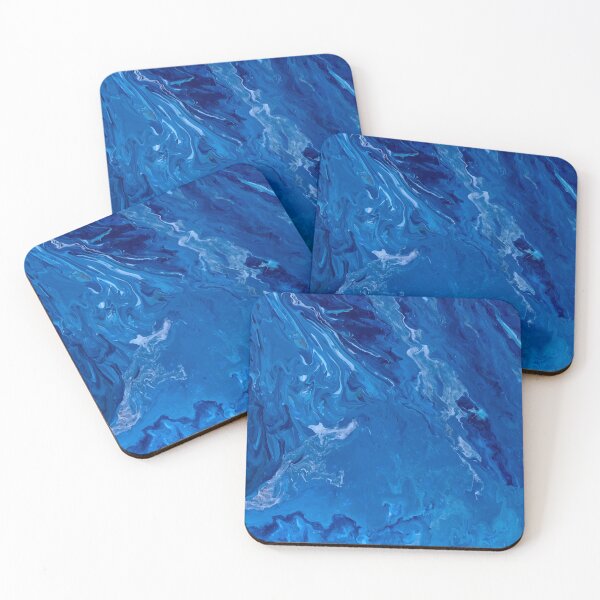 Item preview, Trippy Abstract Blue & White Paint Pour 2 designed and sold by art-by-sophia.