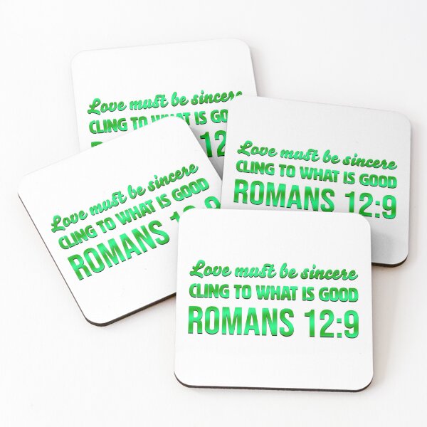 Artikelvorschau, Römer 12:9 | Bibelvers-Zitat | Christlich | Liebe muss aufrichtig sein. Halte an dem fest, was gut ist entworfen und verkauft von christiangoods.