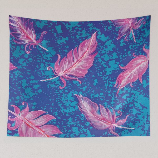 Item preview, Magenta Feathers on Splatter Batik designed and sold by Leslie Rogers Todder.