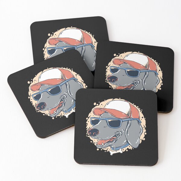 Item preview, Lio the Weimaraner with Hat and Sunglasses Peach Background designed and sold by AndApArt.