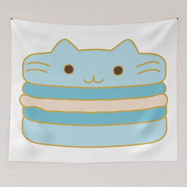 Item preview, Blue Macaron Kitty Cat Dessert designed and sold by arturekdesign.