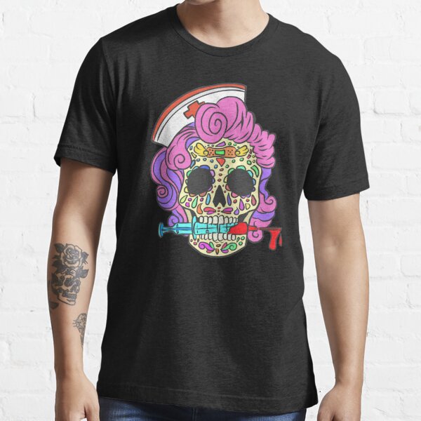 Nurse Sugar Skull Shirt Halloween Day Of The Dead Dia De Los