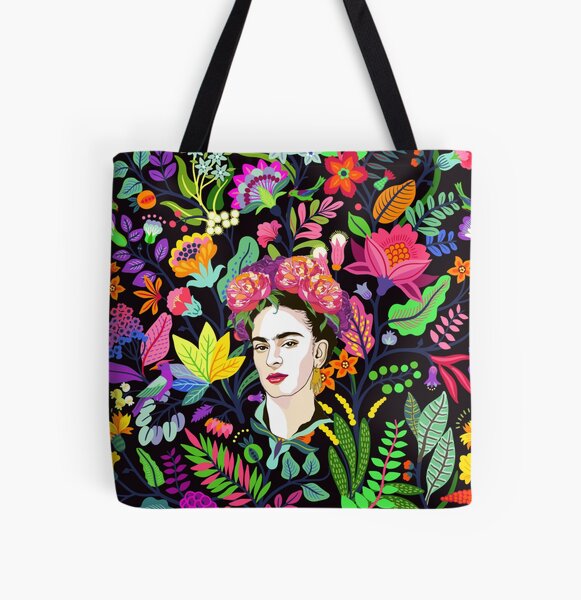Frida in Bloom All Over Print Tote Bag