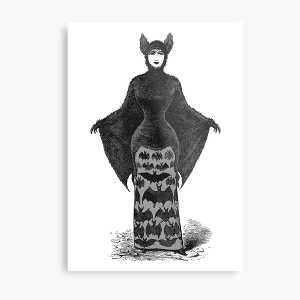Victorian Bat Woman | Victorian Halloween Costume | Victorian Bat Costume | Metal Print