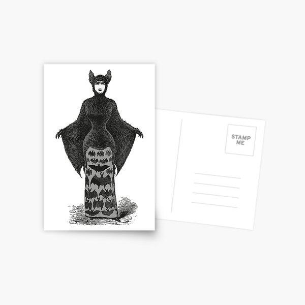 Victorian Bat Woman | Victorian Halloween Costume | Victorian Bat Costume | Postcard