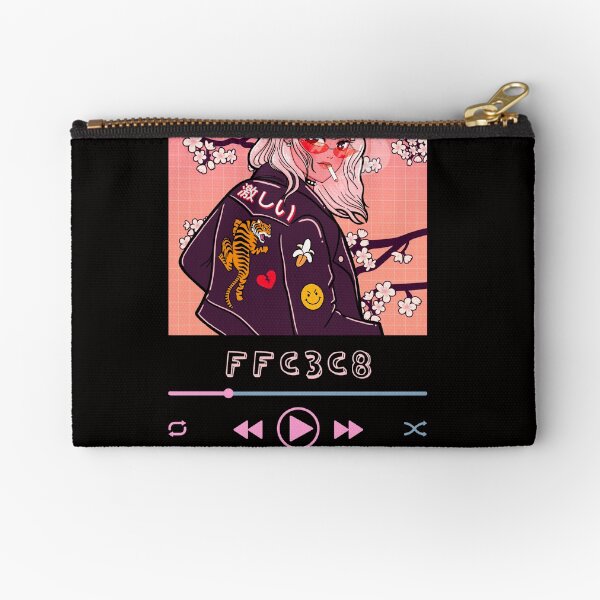 FFC3C8 Anime-Inspired Strong Teen with Cherry Blossoms Zipper Pouch