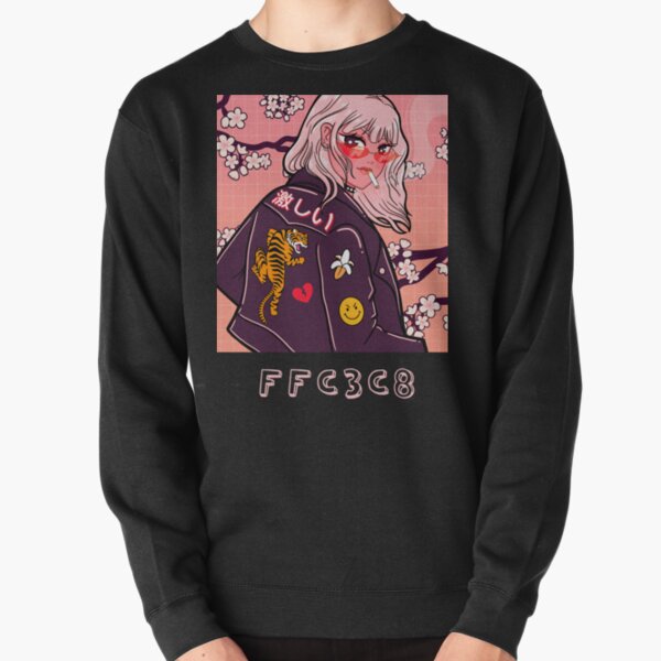 FFC3C8 Anime-Inspired Strong Teen with Cherry Blossoms Pullover Sweatshirt
