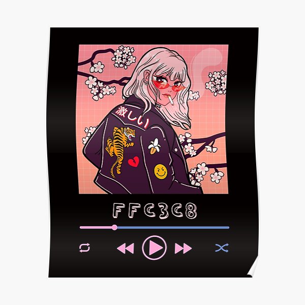 FFC3C8 Anime-Inspired Strong Teen with Cherry Blossoms Poster
