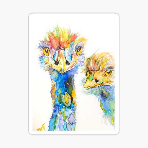 We've got our eyes on you! Colorful emus. Sticker