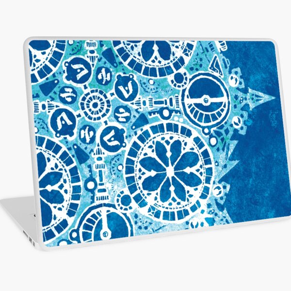 Abstract Inked Machinery, Frost Blue Laptop Skin