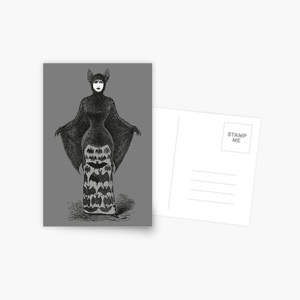 Victorian Bat Woman | Victorian Halloween Costume | Victorian Bat Costume | Postcard