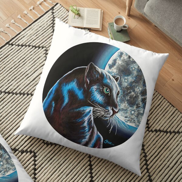Moon Panther - Shee Endangered Retro Animals Floor Pillow