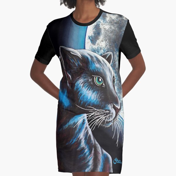 Moon Panther - Shee Endangered Retro Animals Graphic T-Shirt Dress