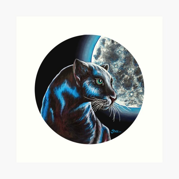 Moon Panther - Shee Endangered Retro Animals Art Print