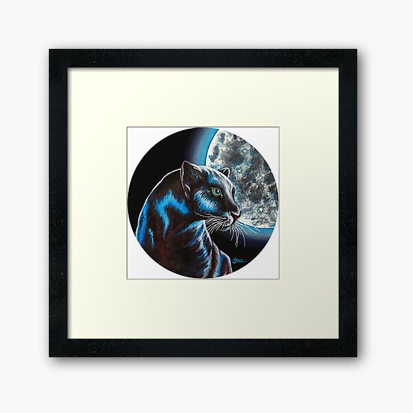 Moon Panther - Shee Endangered Retro Animals Framed Art Print