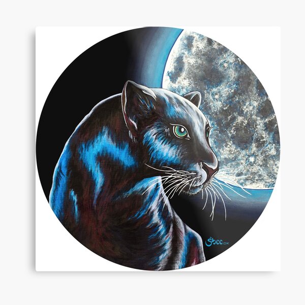 Moon Panther - Shee Endangered Retro Animals Metal Print