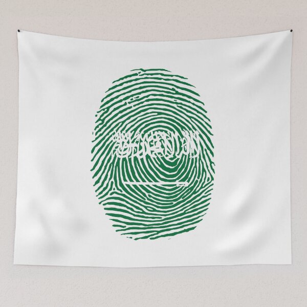 Item preview, Saudi Arabia Flag in a fingerprint  designed and sold by ArabCorner.