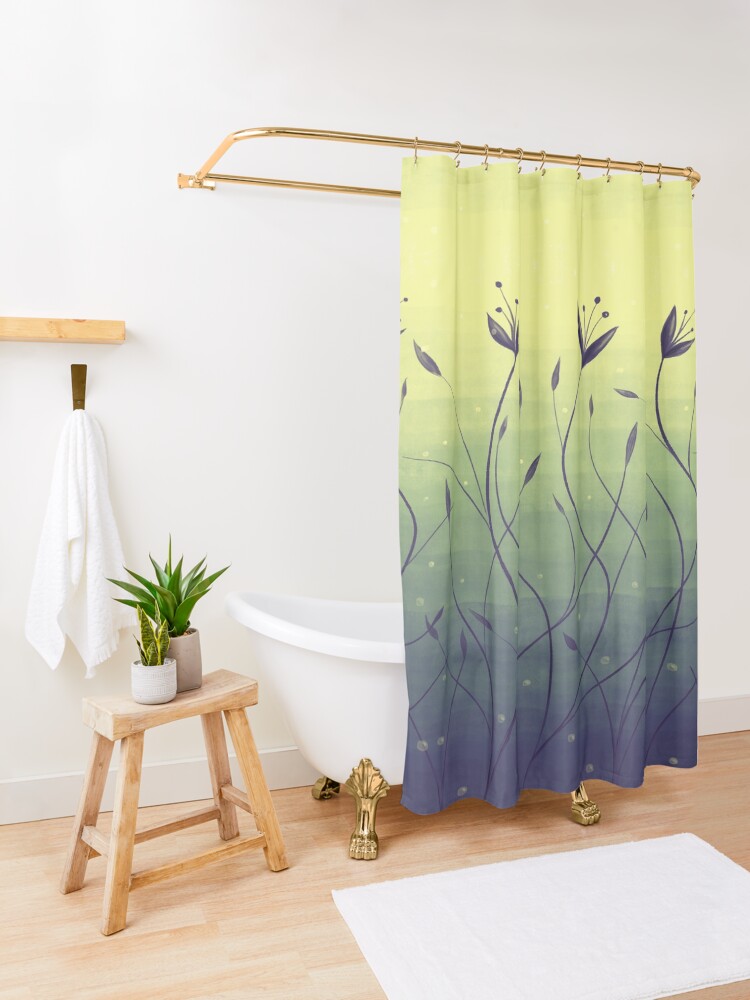 Alternate view of Water Plants In Green Lake Abstract Botanical Art Shower Curtain