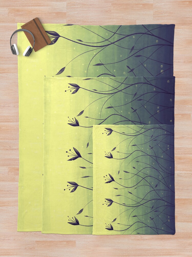 Alternate view of Water Plants In Green Lake Abstract Botanical Art Throw Blanket