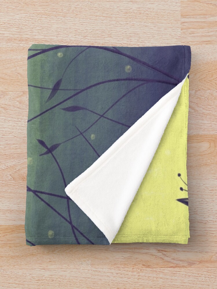 Alternate view of Water Plants In Green Lake Abstract Botanical Art Throw Blanket
