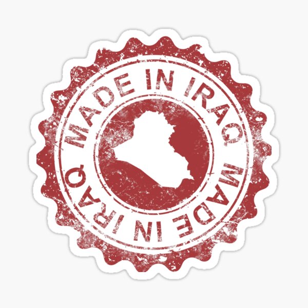 Made in Iraq red stamp with a map Stylish Design Sticker