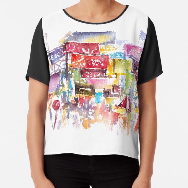 HK Mongkok Watercolors Chiffon Top