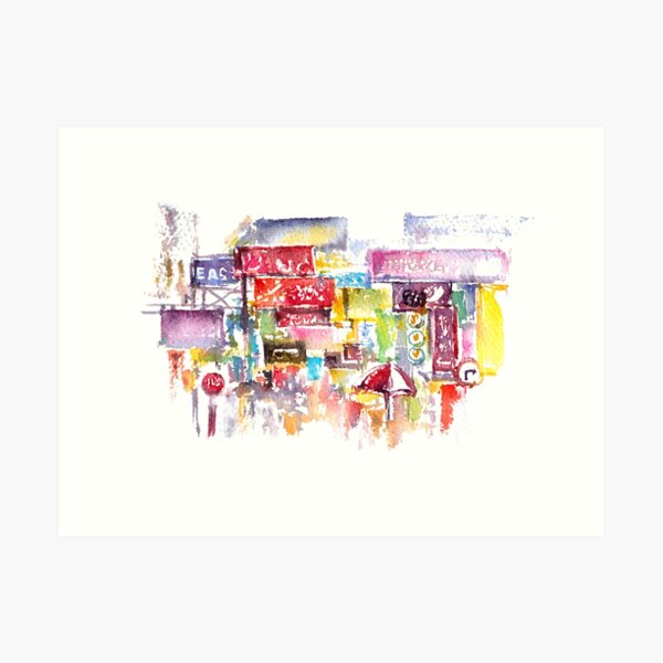 HK Mongkok Watercolors Art Print