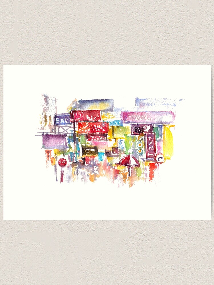 Alternate view of HK Mongkok Watercolors Art Print