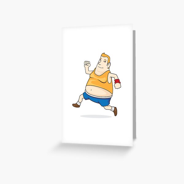 Fat man running exercise Greeting Card